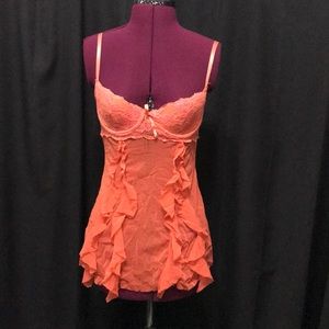 Orange sheer lingerie teddy